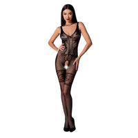 Thumbnail for Bodystocking sexy a rete aperta senza spalline con ricami trasparenti
