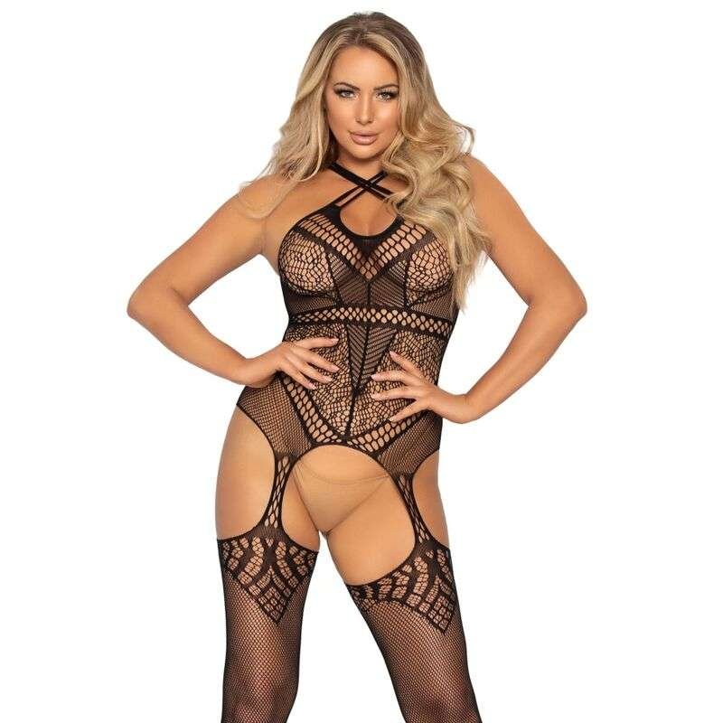 Bodystocking in Rete Leg Avenue con Bretelle Incrociate Seduzione Femminile