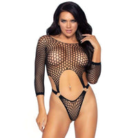 Thumbnail for Body lingerie nero con top a bretelle e dettaglio O-ring elegante