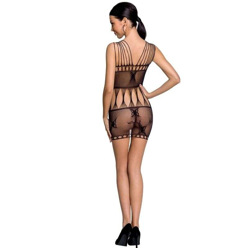 Mini abito sexy in rete con ricami trasparenti - Passion BS090