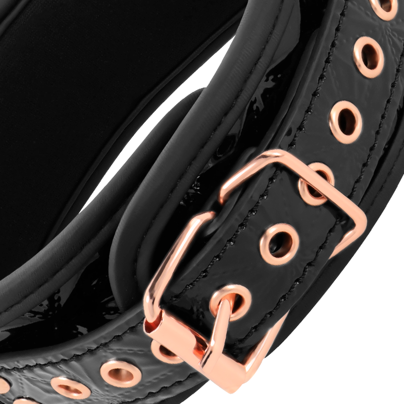 Collare BDSM con Guinzaglio in Pelle Vegana Oro Lucido