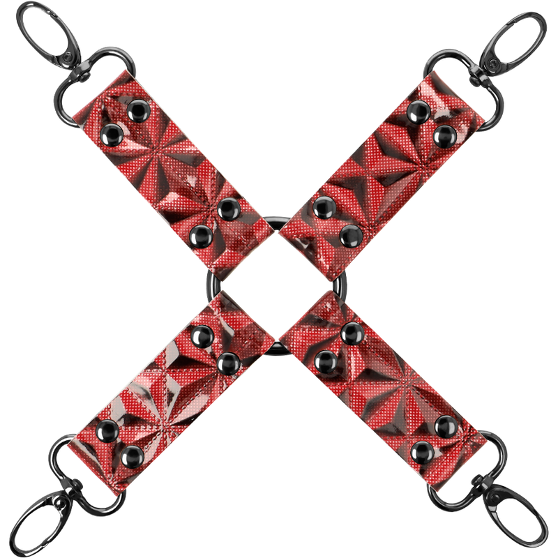 Croce in Pelle Vegana per Bondage Completo – Colore Rosso e Nero