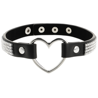 Thumbnail for Collare BDSM Donna in Pelle Vegana con Cuore e Strass - Nero Regolabile