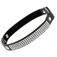 Thumbnail for Collare BDSM Donna in Pelle Vegana con Cuore e Strass - Nero Regolabile