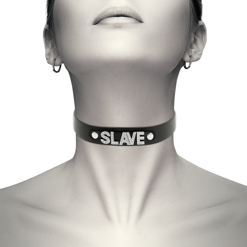 Collare BDSM "Slave" in Pelle Vegana Regolabile per Look Audaci