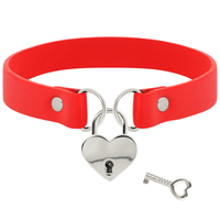 Thumbnail for Collana fetish in pelle vegana con cuore e chiave, regolabile