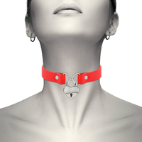 Thumbnail for Collana fetish in pelle vegana con cuore e chiave, regolabile
