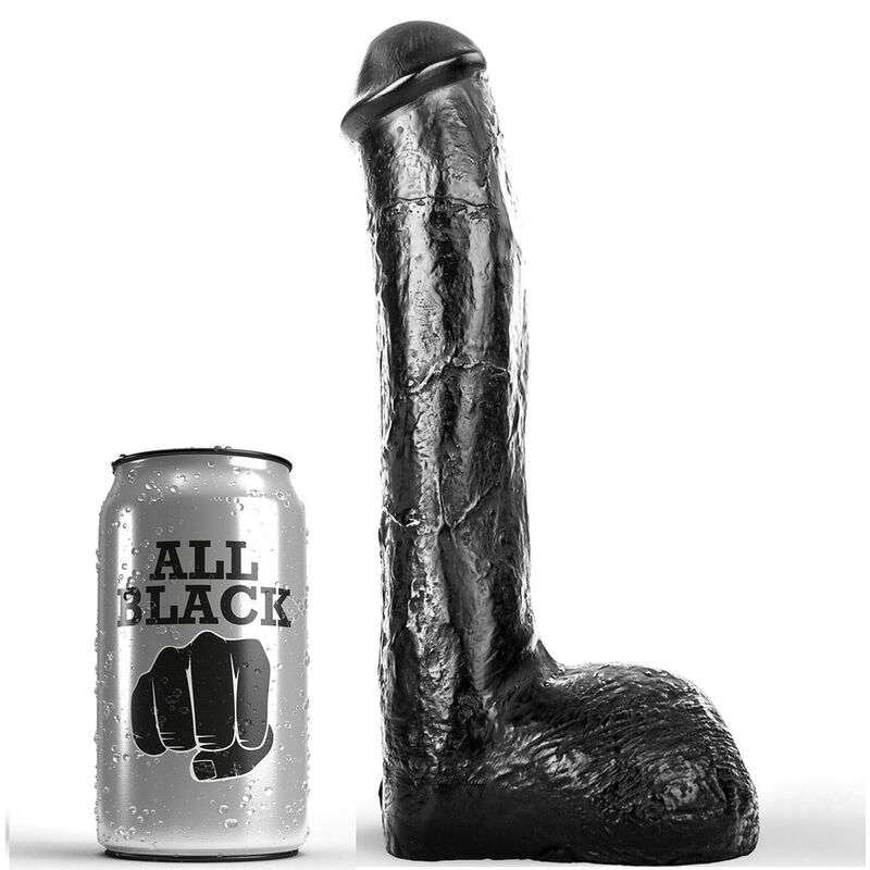 Dildo Realistico All Black con Trama Ondulata per Piaceri Anali