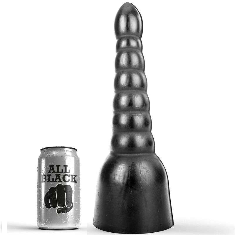 Dildo All Black con Scanali Stimolanti – Grande Dimensione e Materiale Sicuro