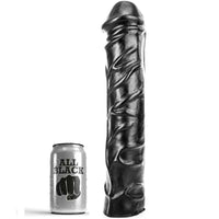 Thumbnail for Dildo realistico nero con venature e strappo, 31 cm, sicuro e versatile
