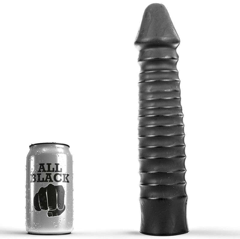 Dildo All Black Grande e Costolato in PVC, 26 x5 cm, Sicuro e Facile da Pulire