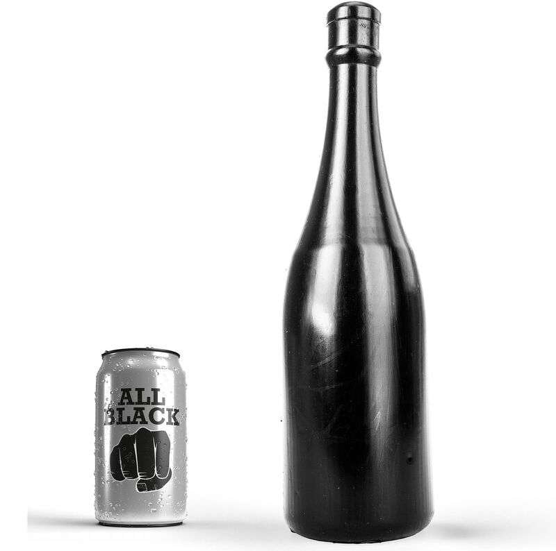 Plug anale All Black a forma di bottiglia di champagne, impermeabile e sicuro
