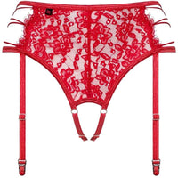 Thumbnail for Reggicalze Rediosa in Pizzo Rosso Seducente S/M È Sensuale