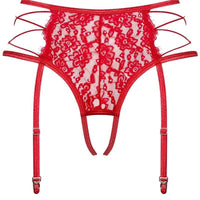 Thumbnail for Reggicalze Rediosa in Pizzo Rosso Seducente S/M È Sensuale