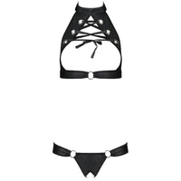 Thumbnail for Completo seducente in ecopelle con top e perizoma cut-out
