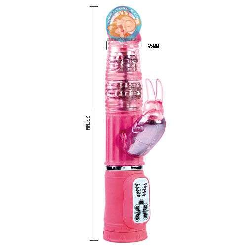 Vibratore Rotante con Coniglio Stimolante Rosa 27 cm 5 Funzioni