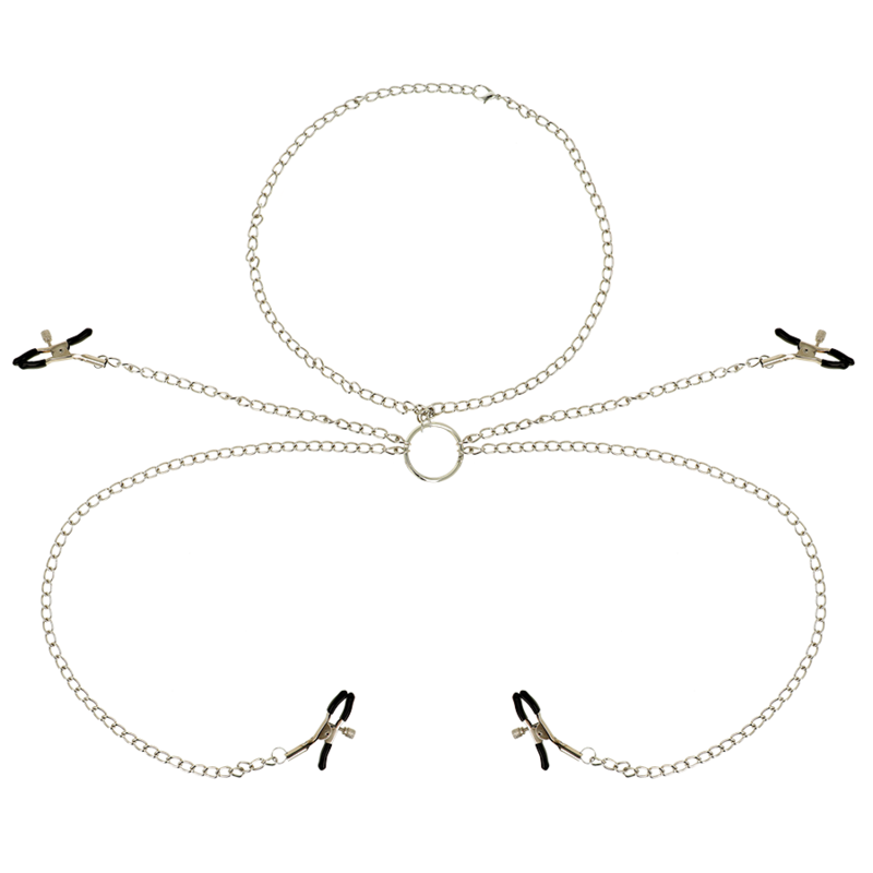 Set di Morsetti Capezzoli con Collana in Metallo per Coppia
