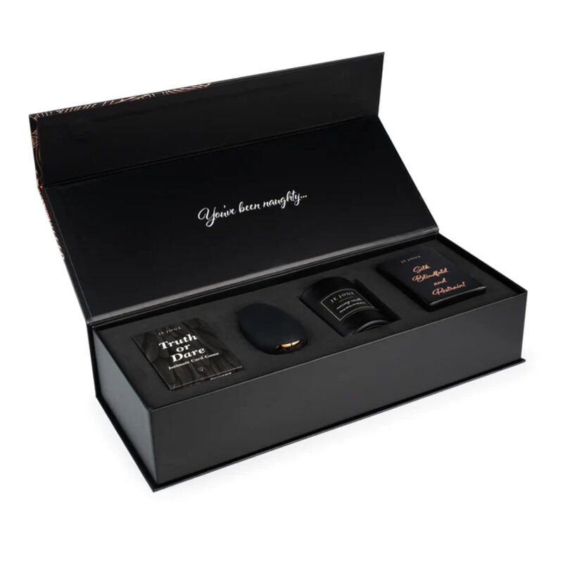 Set Regalo Intimo Rosa Oro con Vibrazione e Gioco di Carte