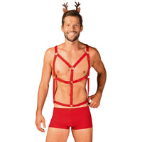 Thumbnail for Set Sexy Natale: Imbracatura rossa, boxer in rete e orecchie di renna