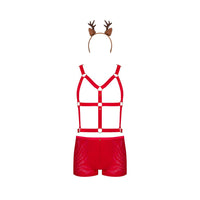 Thumbnail for Set Sexy Natale: Imbracatura rossa, boxer in rete e orecchie di renna