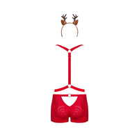 Thumbnail for Set Sexy Natale: Imbracatura rossa, boxer in rete e orecchie di renna