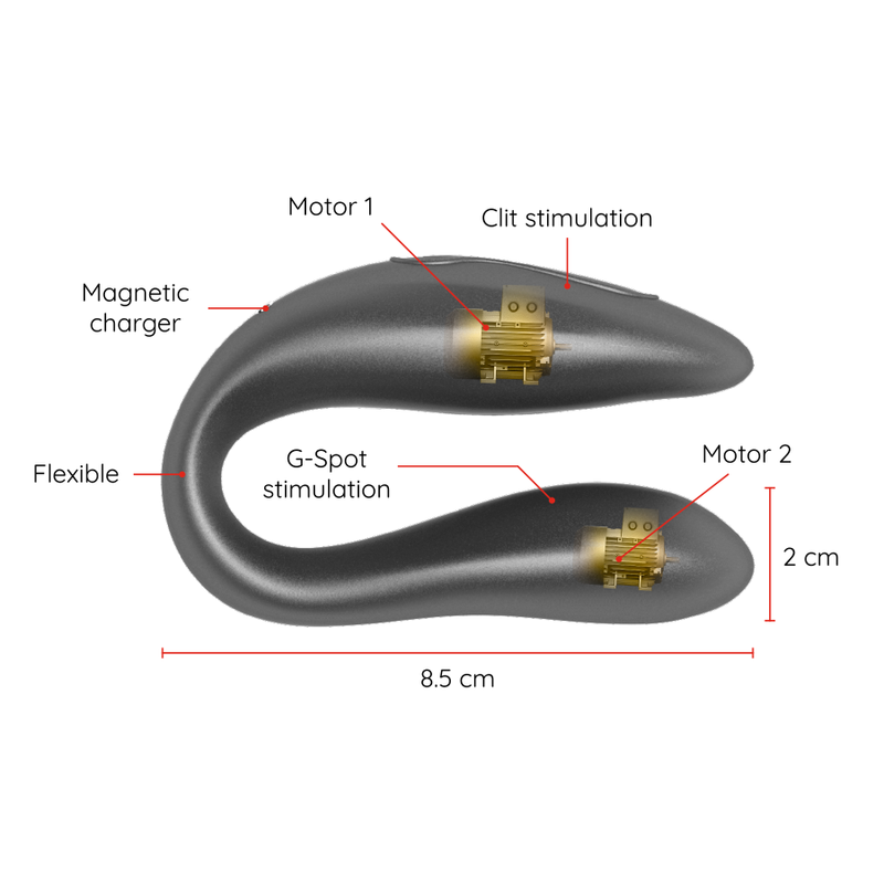 Stimolatore G-Spot Clitoride Nero con App per Coppie Dinamiche