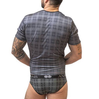 Thumbnail for Maglietta morbida a scacchi neri, grigi e bianchi, vestibilità perfetta