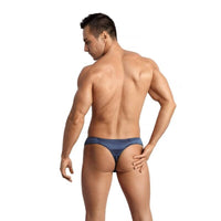 Thumbnail for Perizoma Uomo Navale in Raso Nero e Blu Navy – Comfort e Seduzione