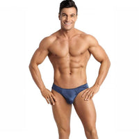 Thumbnail for Perizoma Uomo Navale in Raso Nero e Blu Navy – Comfort e Seduzione