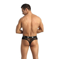 Thumbnail for Stringa Uomo Romantica in Pizzo Nero Floreale Elegante e Confortevole
