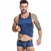 Thumbnail for Top Uomo NAVALE in Raso Nero a Righe Blu Navy