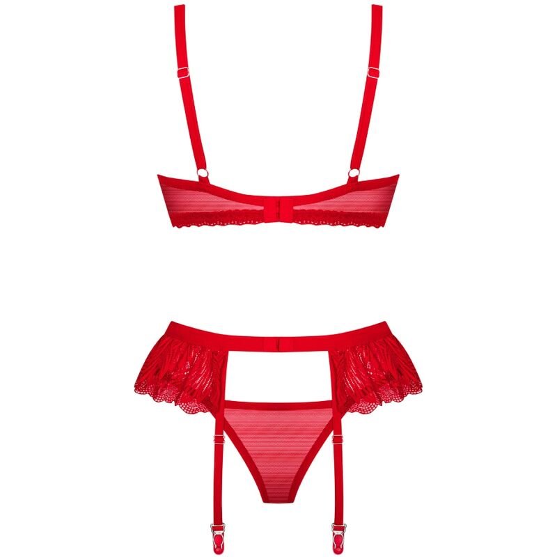 Set Lingerie in Pizzo Rosso con Reggiseno e Reggicalze Seducente