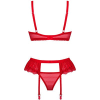 Thumbnail for Set Lingerie in Pizzo Rosso con Reggiseno e Reggicalze Seducente