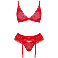 Thumbnail for Set Lingerie in Pizzo Rosso con Reggiseno e Reggicalze Seducente