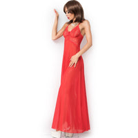 Thumbnail for Babydoll lungo in raso con pizzo e apertura schiena - Seduzione elegante