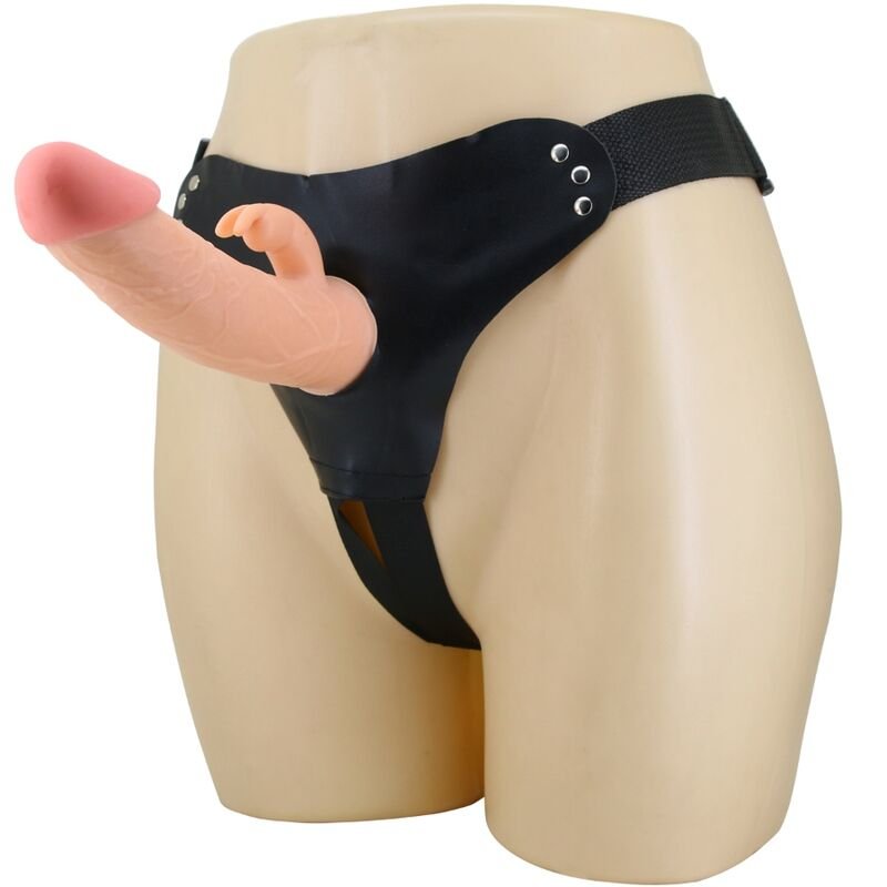 Dildo coniglio PRETTYLOVE con imbracatura regolabile e stimolazione intensa
