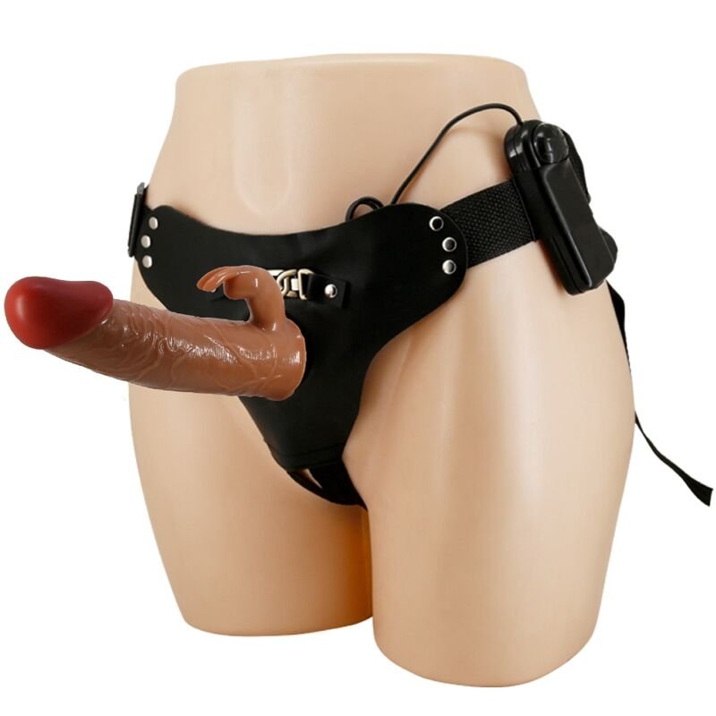 Dildo Vibrante a Forma di Coniglio con Imbracatura Regolabile e Telecomando