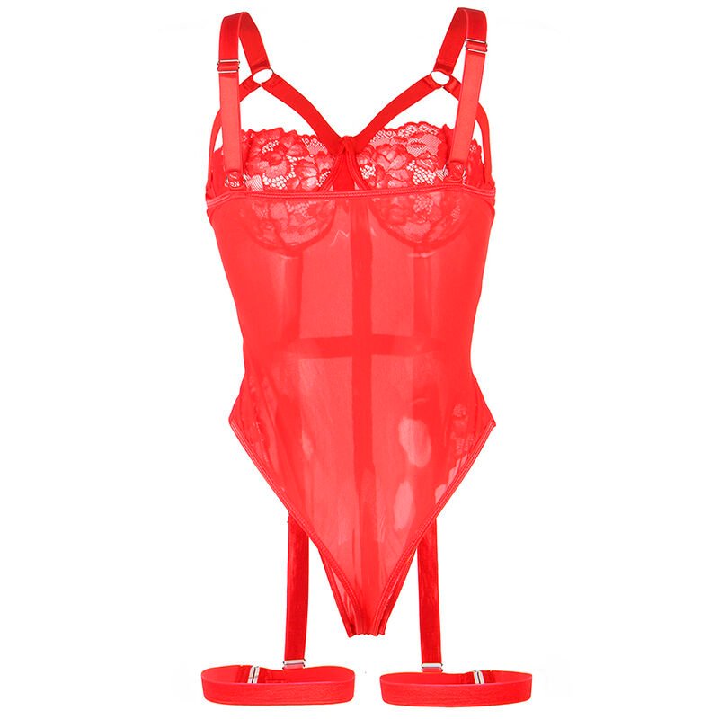 Body sexy con giarrettiera in pizzo rosso elegante e seducente