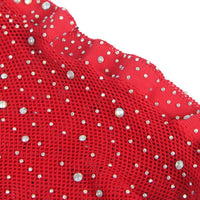 Thumbnail for Lingerie seducente in rete rossa con guanti coordinati, stile Sublime