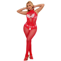 Thumbnail for Body in rete e pizzo rosso senza cavallo, collo alto seduzione