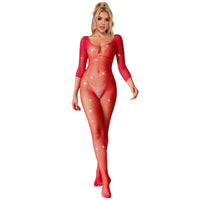 Thumbnail for Sublime Body a Maniche Lunghe Rosso con Griglia Elegante