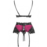Thumbnail for Set lingerie in raso bordeaux e pizzo nero, seduzione elegante
