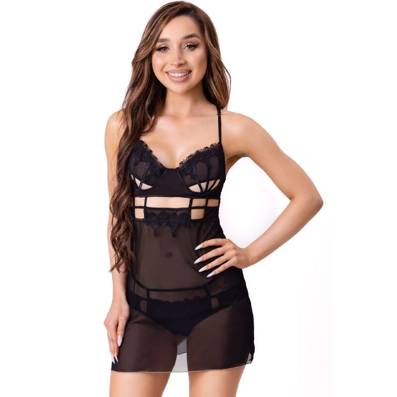 Set Intimo Seducente Maia con Canotta e Perizoma Nero - Eleganza e Sensualità