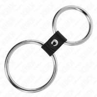 Thumbnail for Anello doppio in metallo con cinturino in pelle da 3,7 a 5 cm per controllo e stimolazione