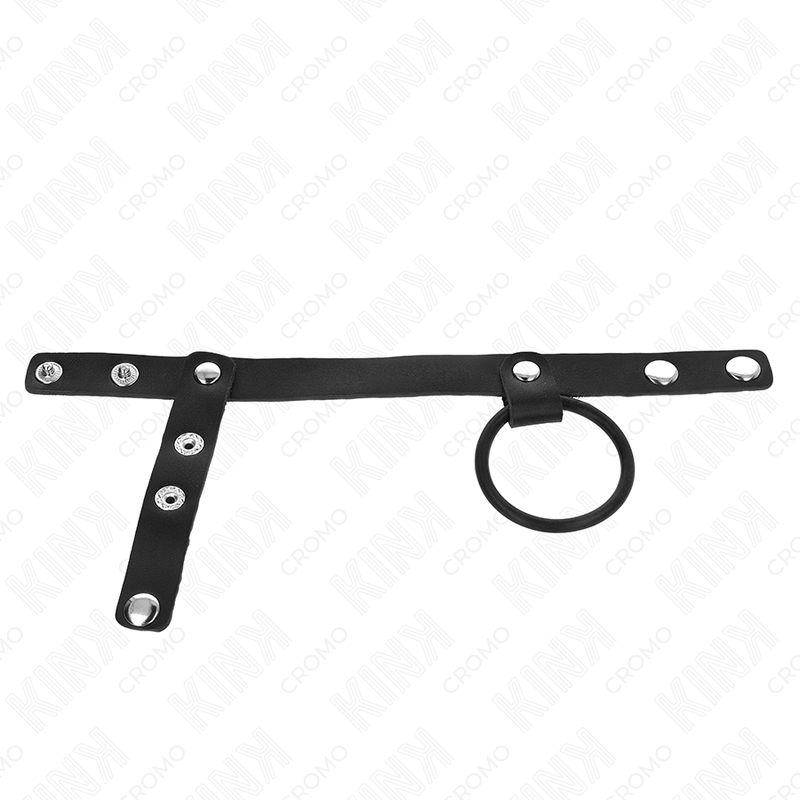 Anello pene in silicone e pelle con divisore e cinturino in vera pelle