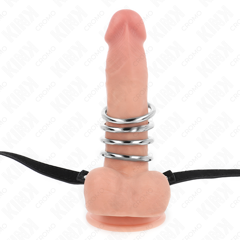 Anelli pene in metallo con cinturino in pelle da 112 cm per controllo e piacere