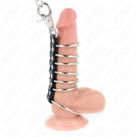 Thumbnail for Anelli pene in metallo con catena e pelle, controllo intenso 100 cm