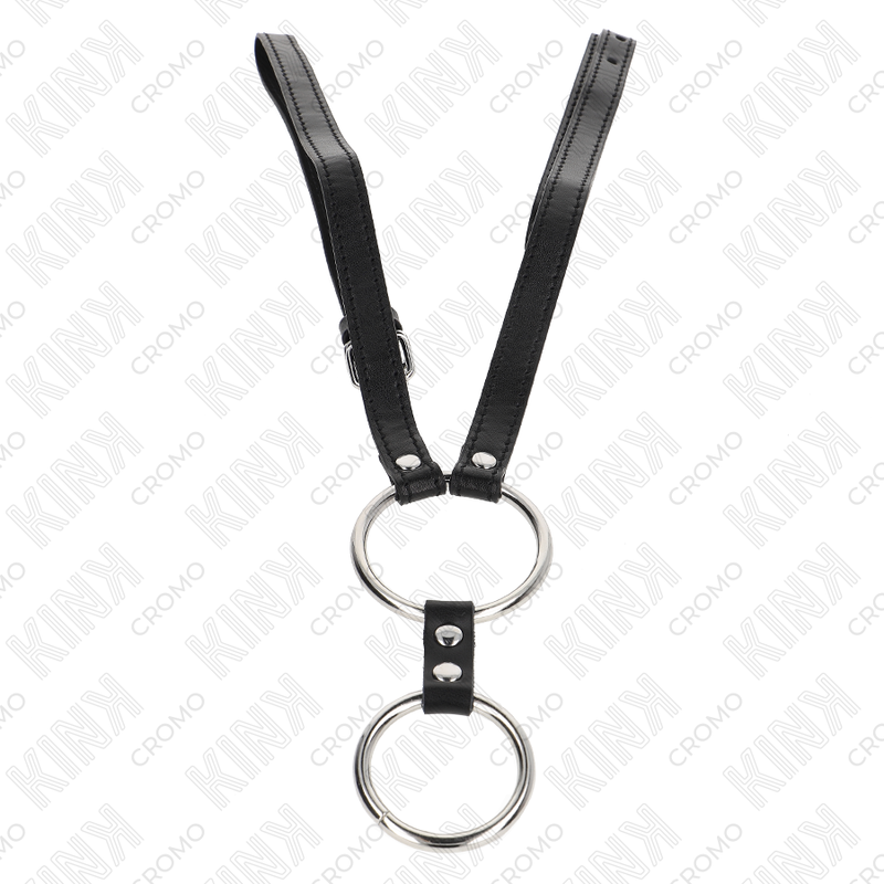 Anello doppio in metallo e cintura in pelle 112 cm per controllo e piacere