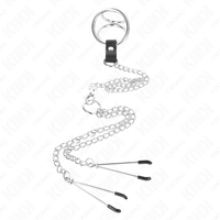 Thumbnail for Anello pene in metallo cromato con catena e morsetti capezzoli modello 2