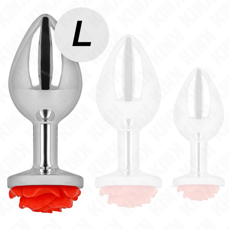 Plug anale in acciaio con rosa rossa, eleganza e sicurezza
